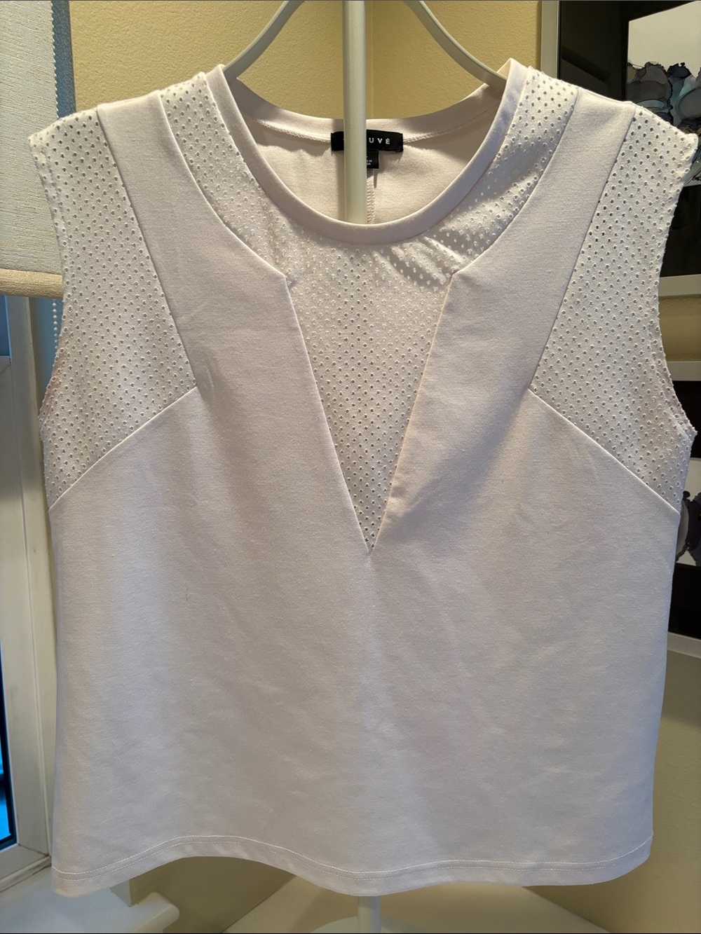 Trouve White Sleeveless V-Neck Knit Tank